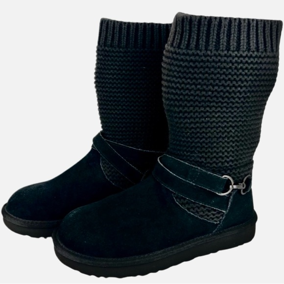 UGG Purl Strap Winter Boots BLACK 8 - Picture 5 of 7